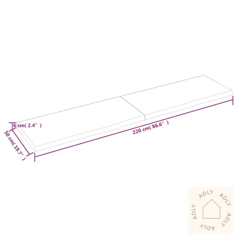 Vegghylle Lysebrun 220X50X(2-6) Cm Behandlet Heltre Eik