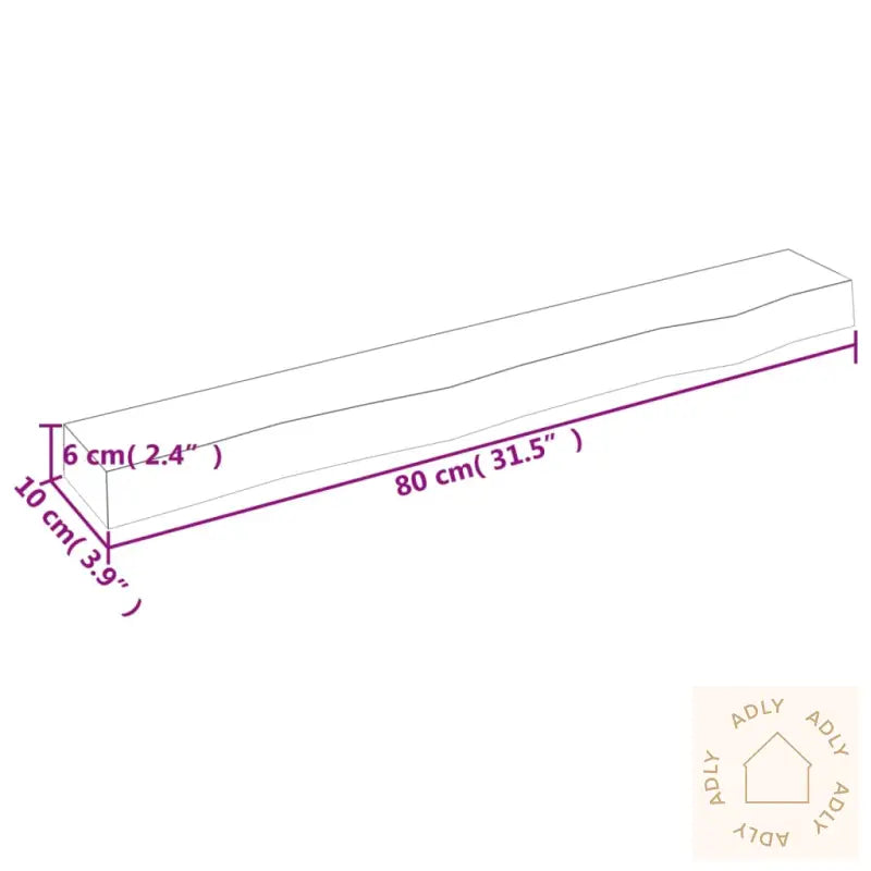 Vegghylle 80X10X6 Cm Ubehandlet Heltre Eik