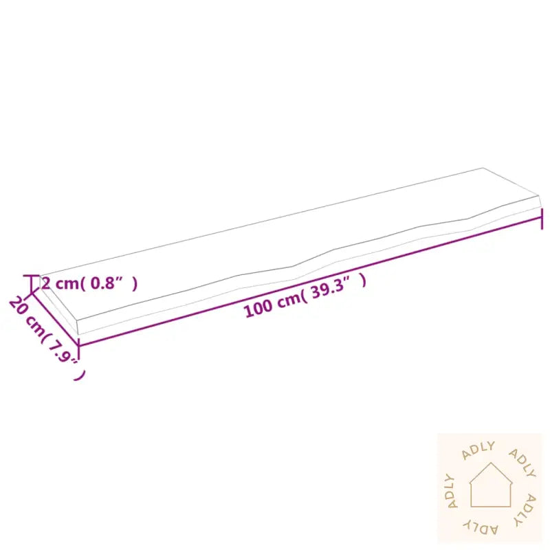 Vegghylle 100X20X2 Cm Ubehandlet Heltre Eik