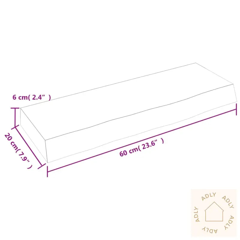 Vegghylle Lysebrun 60X20X6 Cm Behandlet Heltre Eik