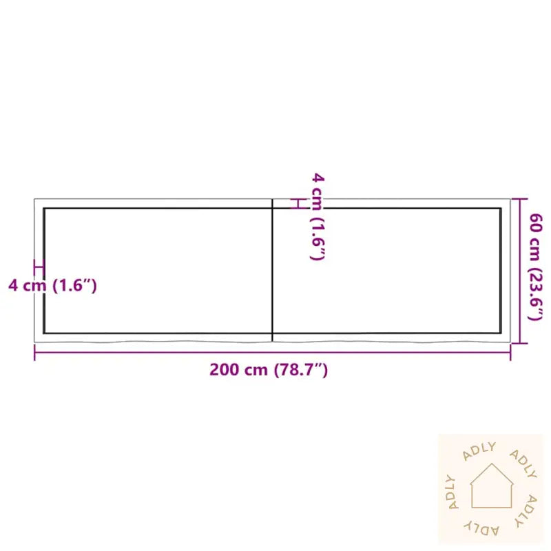 Vegghylle 200X60X(2-4) Cm Ubehandlet Heltre Eik
