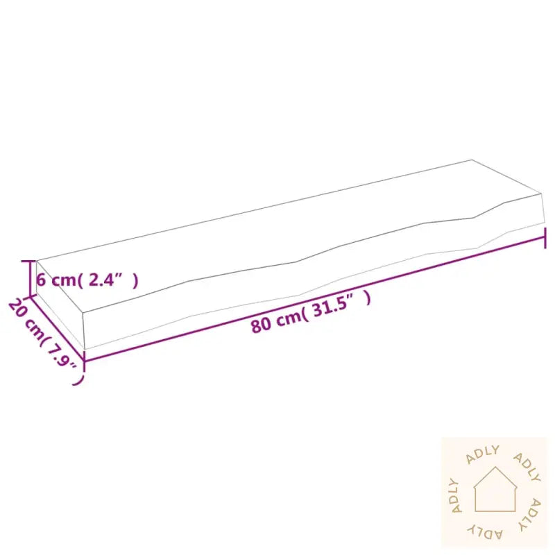 Vegghylle 80X20X6 Cm Ubehandlet Heltre Eik