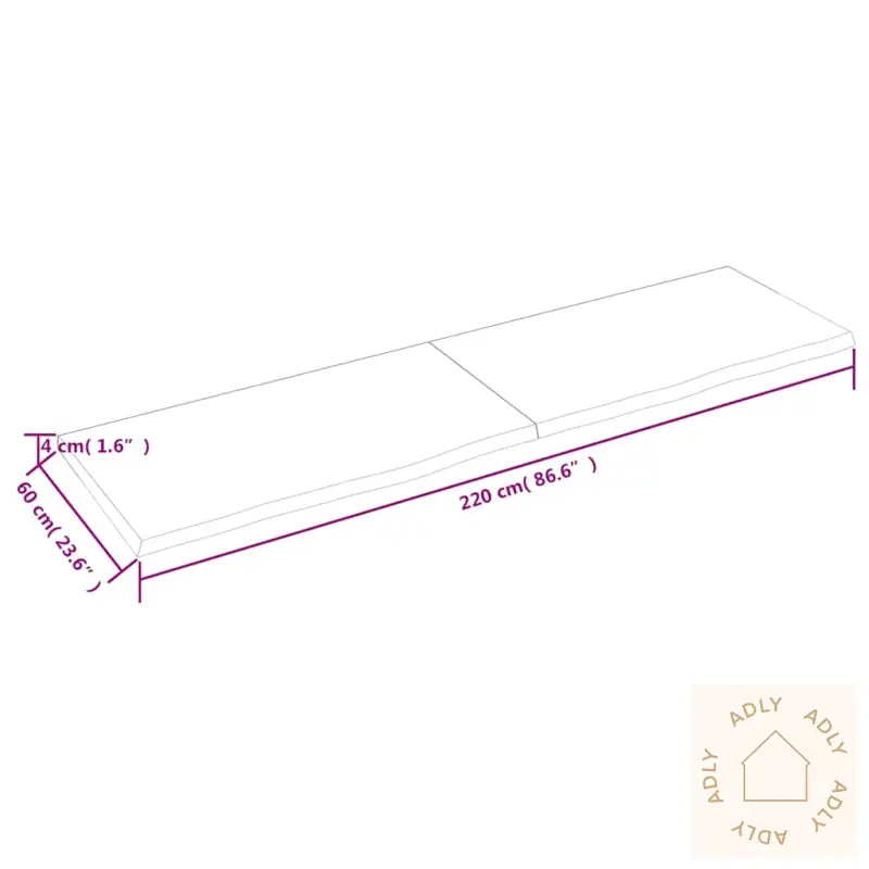 Vegghylle Mørkebrun 220X60X(2-4) Cm Behandlet Heltre Eik