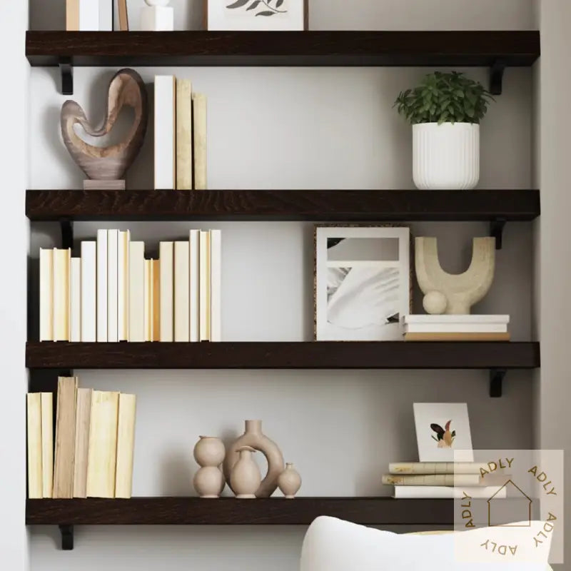 Vegghylle Mørkebrun 100X20X6 Cm Behandlet Heltre Eik