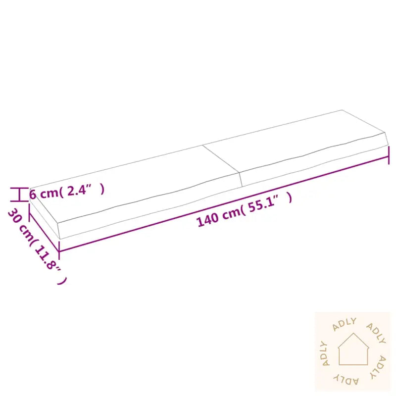 Vegghylle Mørkebrun 140X30X(2-6) Cm Behandlet Heltre Eik