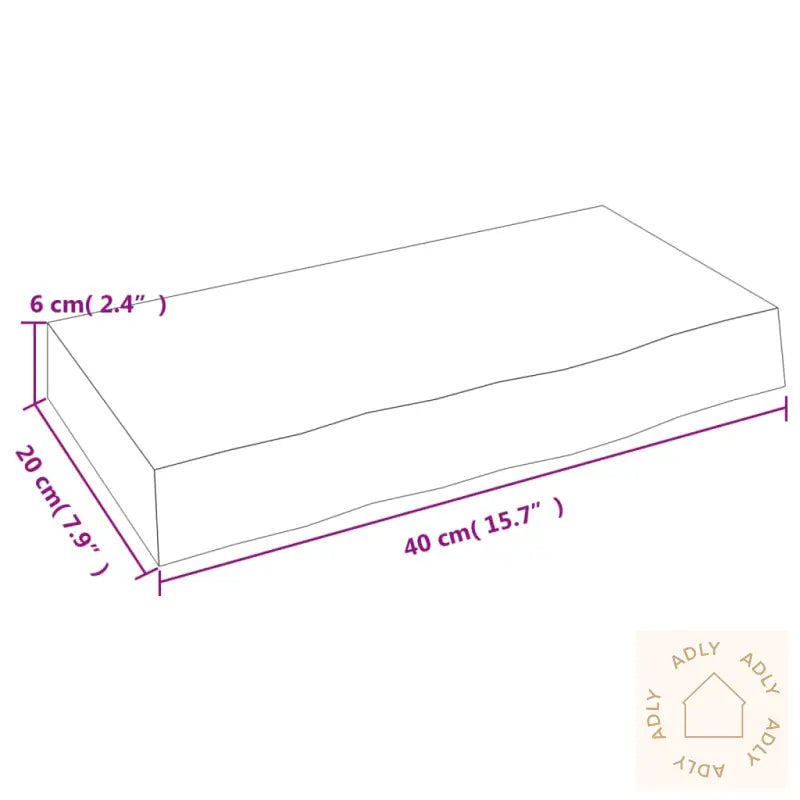 Vegghylle 40X20X6 Cm Ubehandlet Heltre Eik