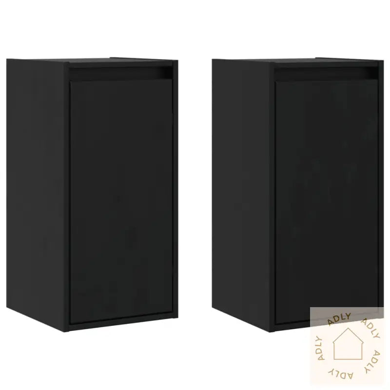 Veggskap 2 Stk Svart 30X30X60 Cm Heltre Furu