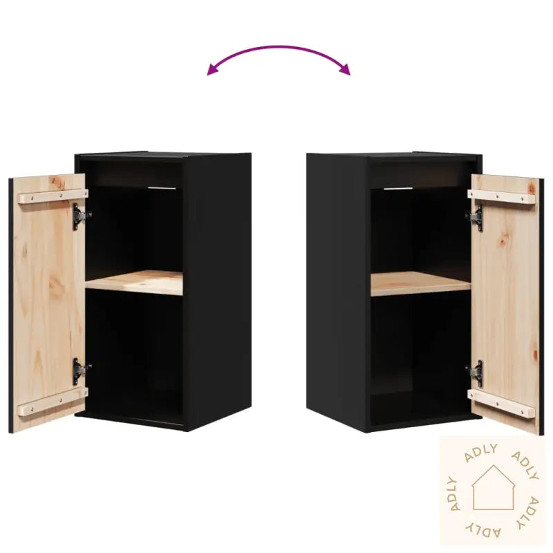 Veggskap 2 Stk Svart 30X30X60 Cm Heltre Furu