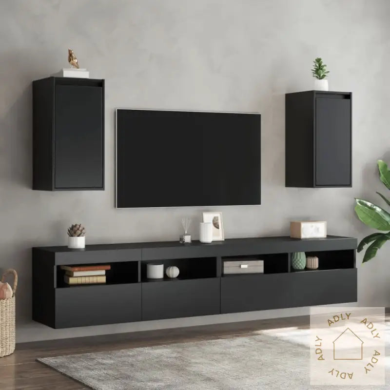 Veggskap 2 Stk Svart 30X30X60 Cm Heltre Furu