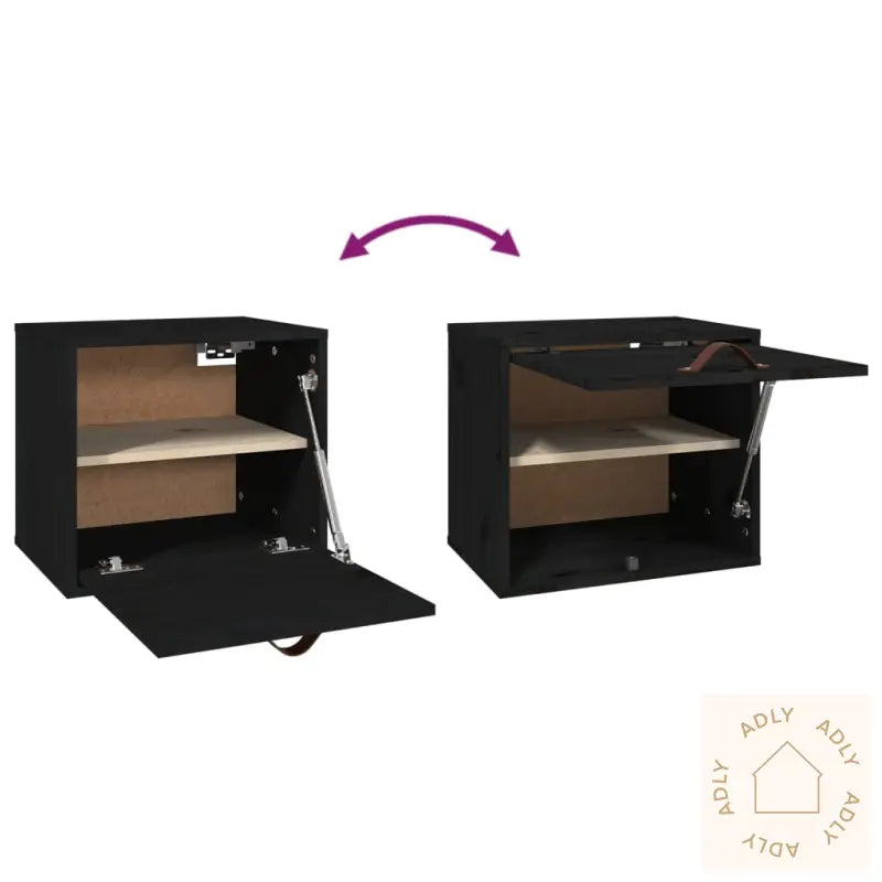 Veggskap Svart 40X30X35 Cm Heltre Furu