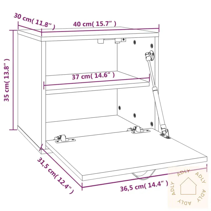 Veggskap Svart 40X30X35 Cm Heltre Furu