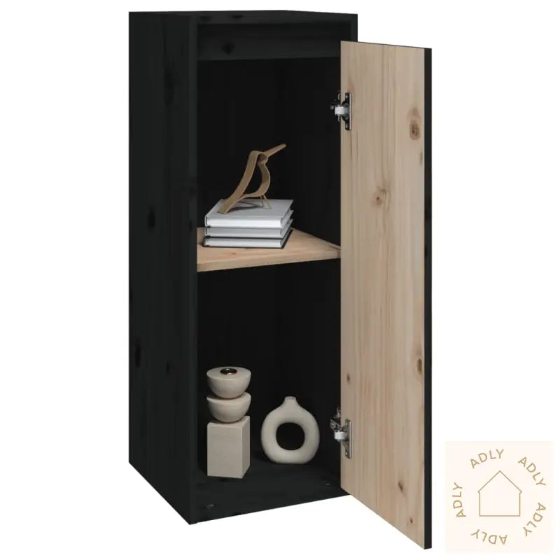 Veggskap 2 Stk Svart 30X30X80 Cm Heltre Furu
