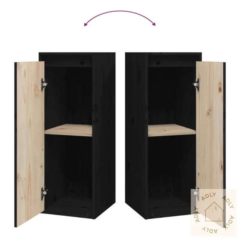Veggskap 2 Stk Svart 30X30X80 Cm Heltre Furu