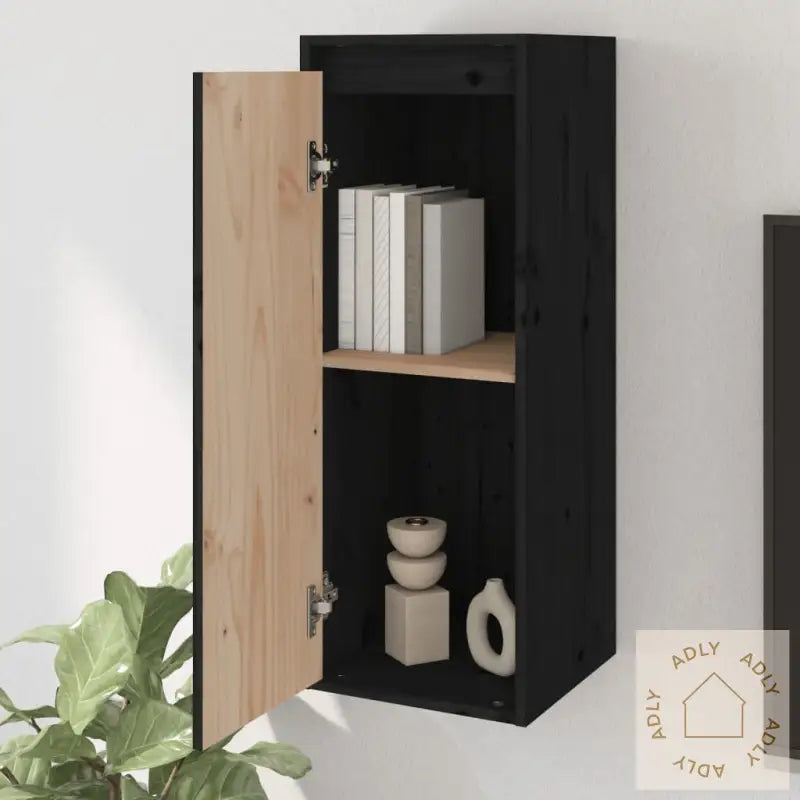 Veggskap 2 Stk Svart 30X30X80 Cm Heltre Furu