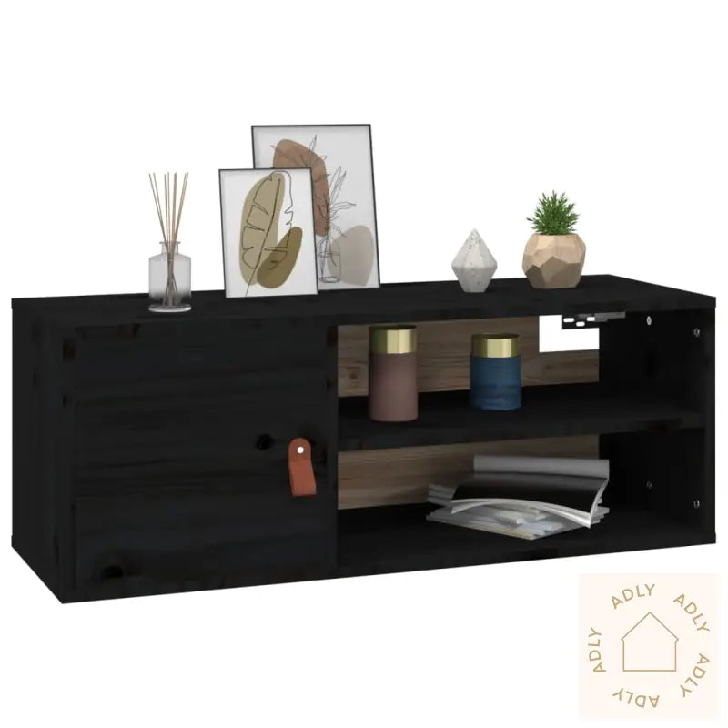 Veggskap Svart 80X30X30 Cm Heltre Furu