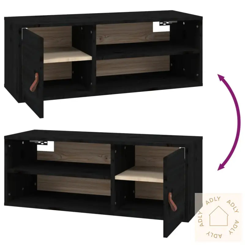 Veggskap Svart 80X30X30 Cm Heltre Furu