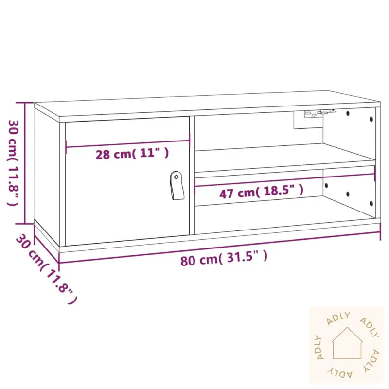 Veggskap Grå 80X30X30 Cm Heltre Furu
