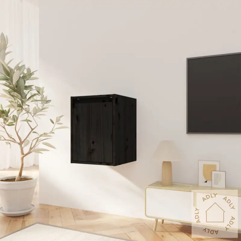 Veggskap Svart 30X30X40 Cm Heltre Furu