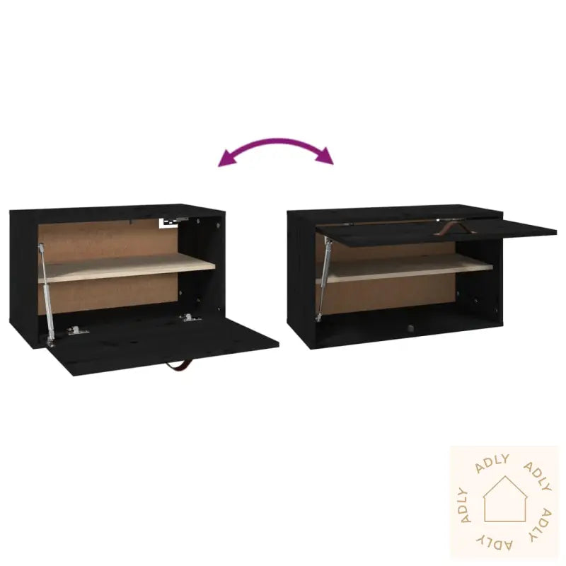 Veggskap Svart 60X30X35 Cm Heltre Furu
