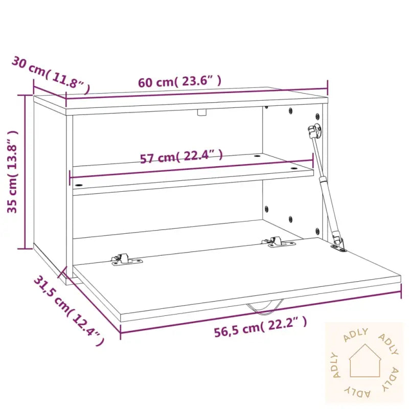 Veggskap Svart 60X30X35 Cm Heltre Furu