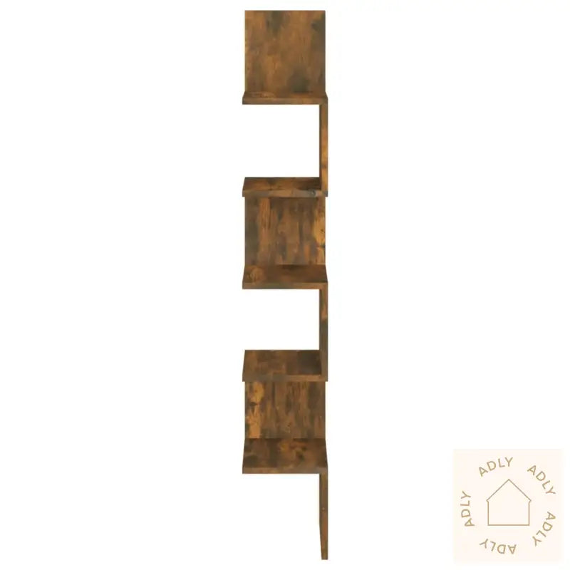 Veggmontert Hjørnehylle Røkt Eik 20X20X127,5 Cm Konstruert Tre