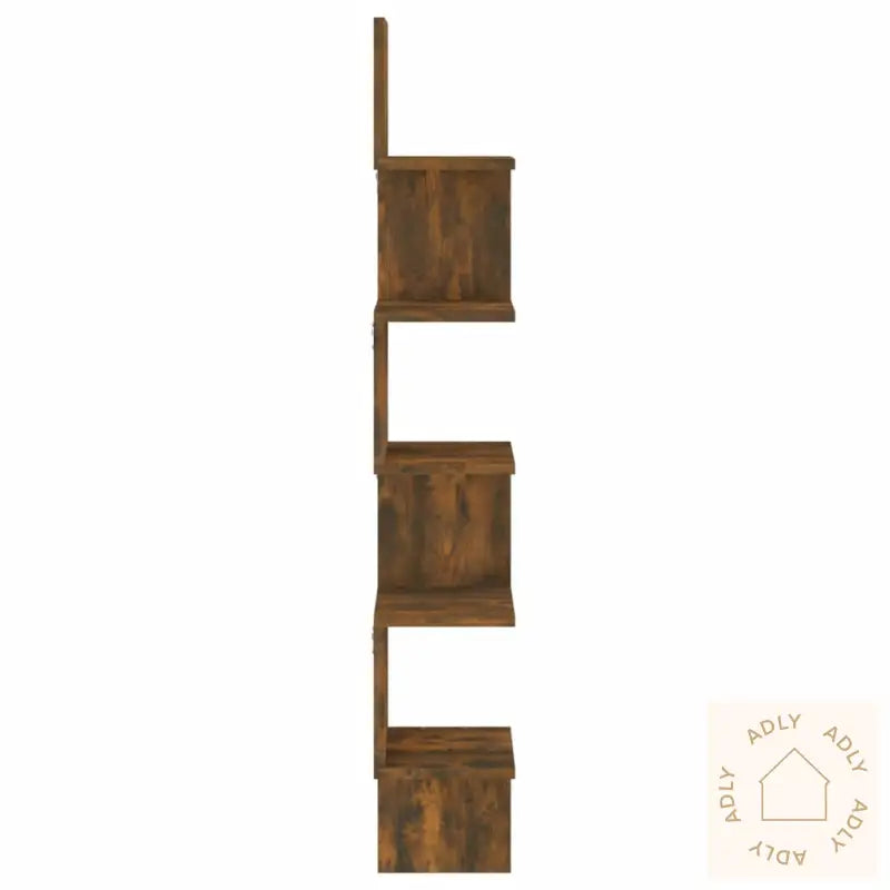 Veggmontert Hjørnehylle Røkt Eik 20X20X127,5 Cm Konstruert Tre