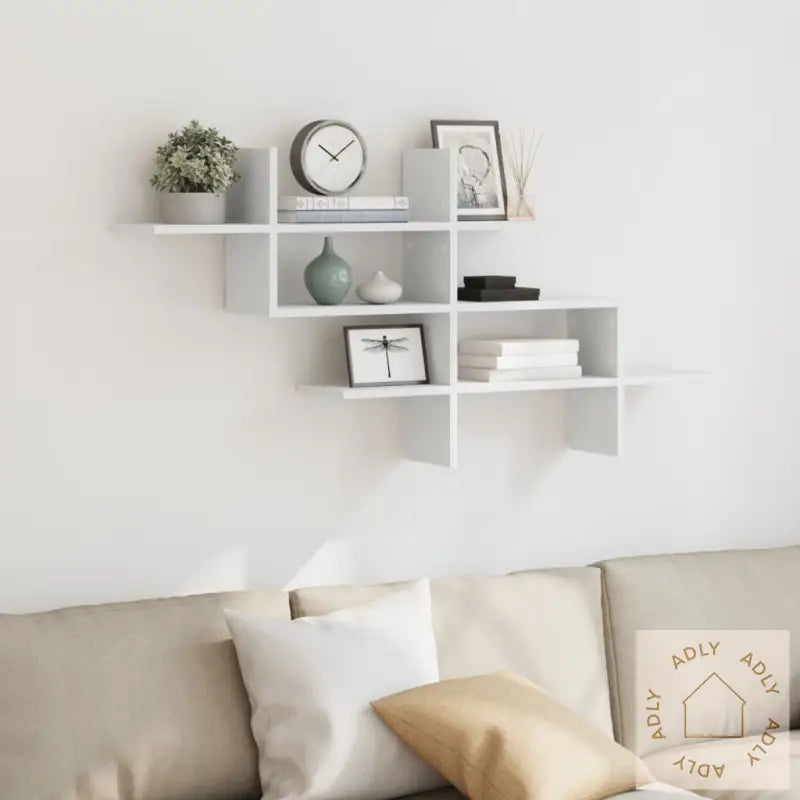 Vegghylle Hvit 124,5X18X60,5 Cm Konstruert Tre