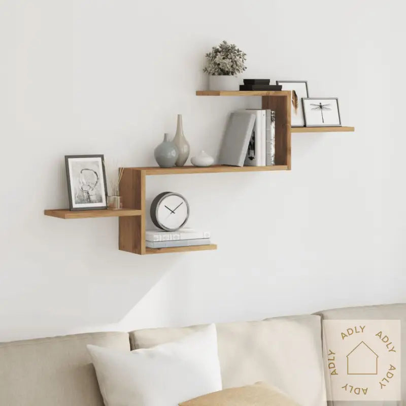 Veggmontert Hjørnehylle Artisan Eik 104X15X49 Cm Konstruert Tre