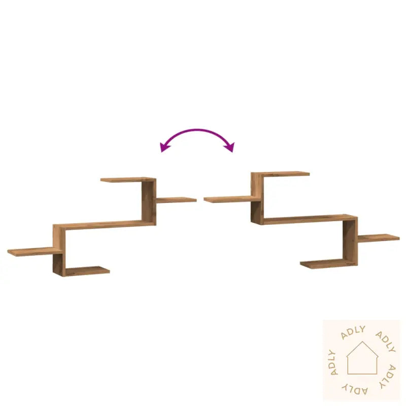 Veggmontert Hjørnehylle Artisan Eik 104X15X49 Cm Konstruert Tre