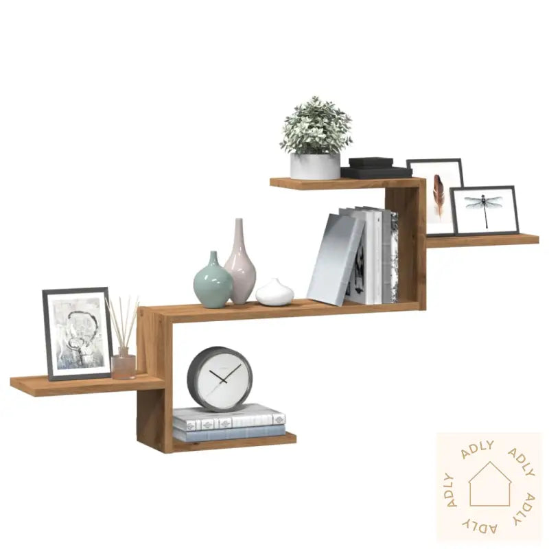 Veggmontert Hjørnehylle Artisan Eik 104X15X49 Cm Konstruert Tre