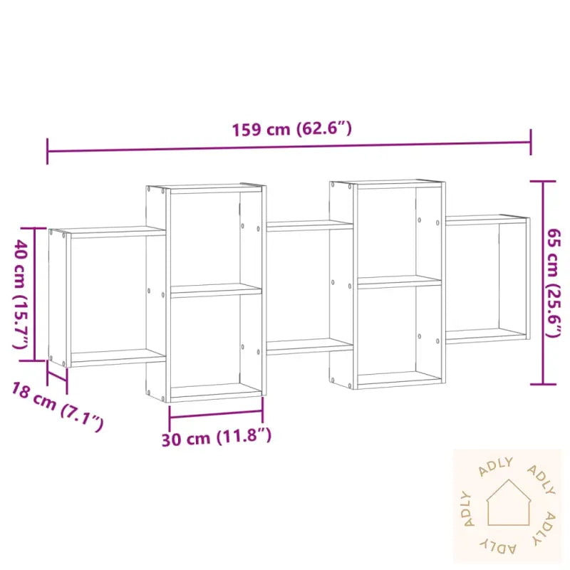 Vegghylle Røkt Eik 159X18X65 Cm Konstruert Tre
