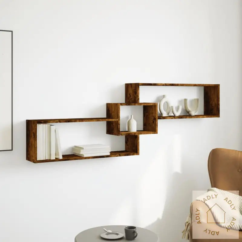 Veggskap 158X18X53 Cm Røkt Eik Konstruert Tre