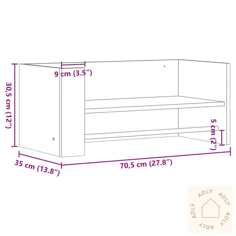 Vegghylle Hvit 70,5X35X30,5 Cm Konstruert Tre