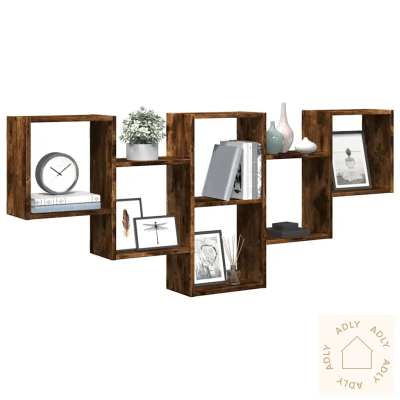 Vegghylle Røkt Eik 159X18X66 Cm Konstruert Tre