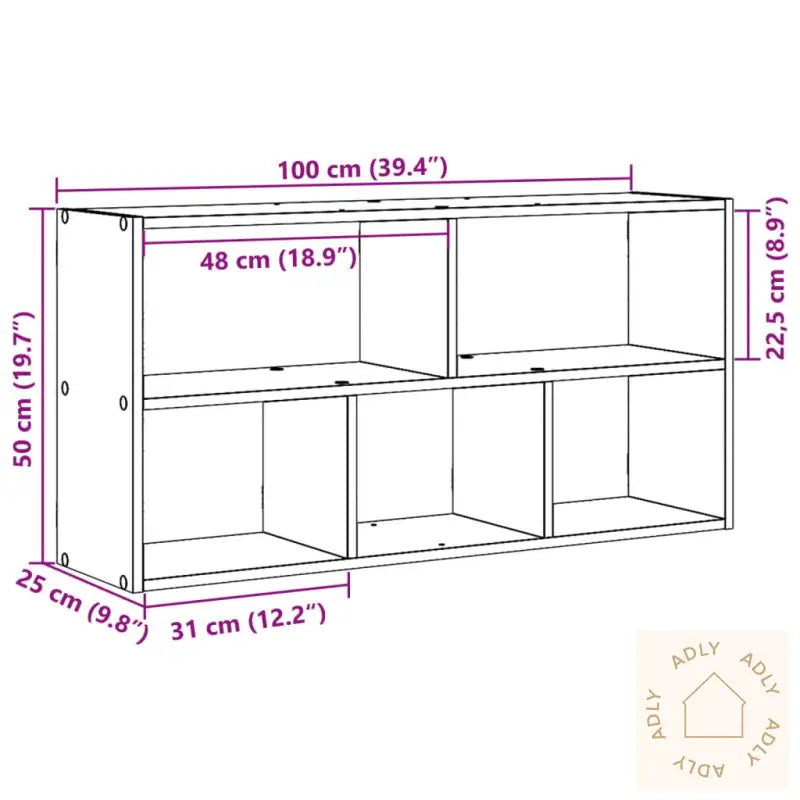 Vegghylle Røkt Eik 100X25X50 Cm Konstruert Tre