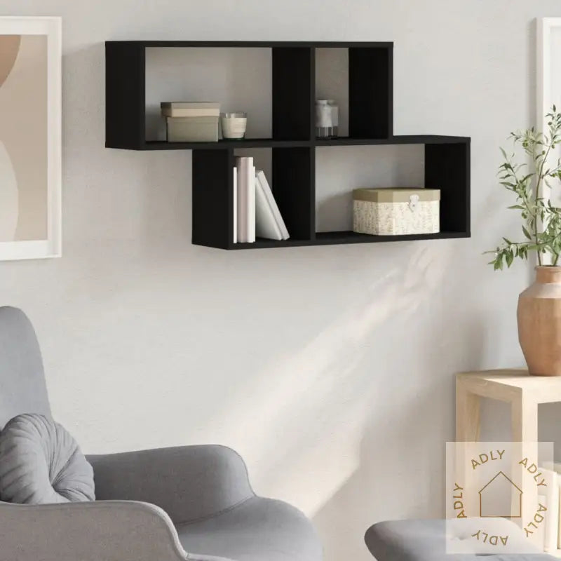 Vegghylle Svart 100X20X53 Cm Konstruert Tre