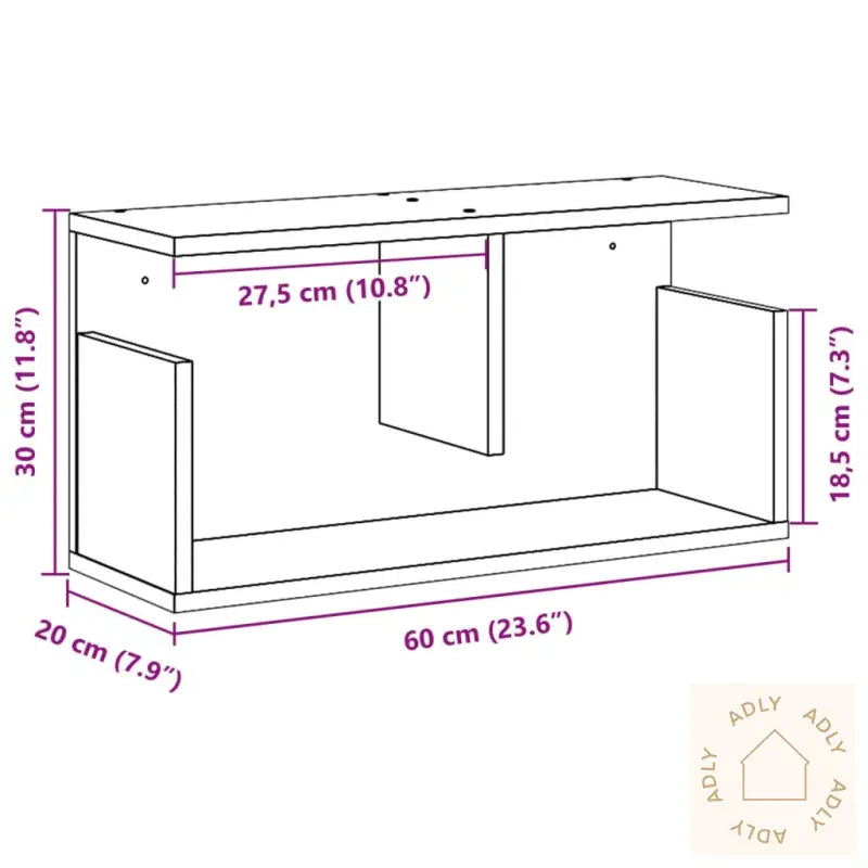 Veggskap 60X20X30 Cm Røkt Eik Konstruert Tre