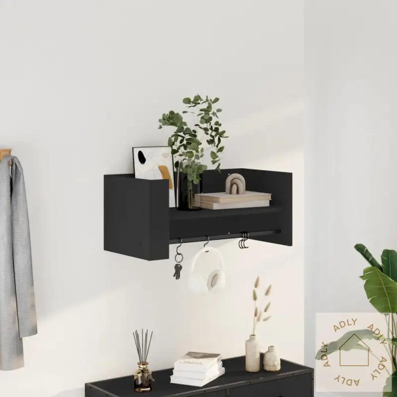 Vegghylle Svart 70,5X35X30,5 Cm Konstruert Tre