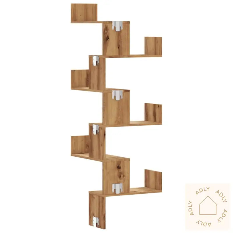 Veggmontert Hjørnehylle Artisan Eik 45X45X147 Cm Konstruert Tre