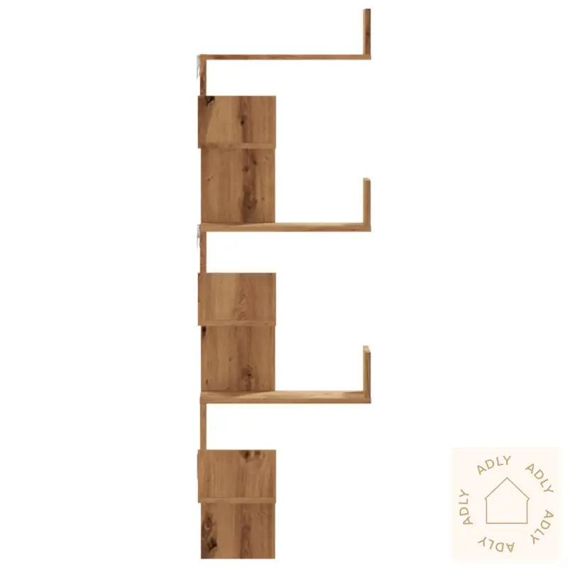 Veggmontert Hjørnehylle Artisan Eik 45X45X147 Cm Konstruert Tre