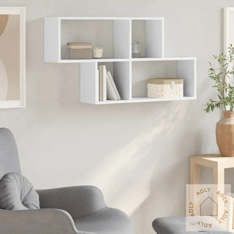 Vegghylle Hvit 100X20X53 Cm Konstruert Tre