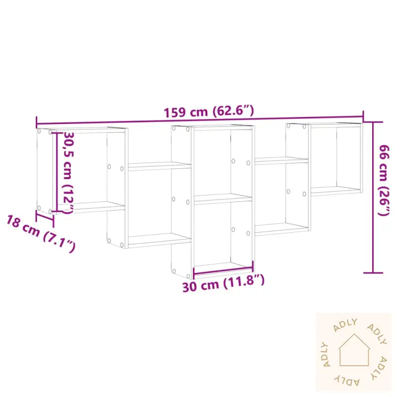 Vegghylle Hvit 159X18X66 Cm Konstruert Tre