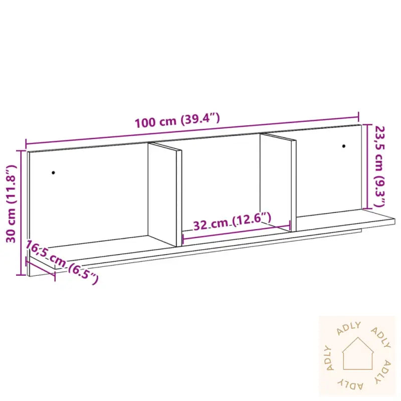 Veggskap 100X16,5X30 Cm Sonoma Eik Konstruert Tre