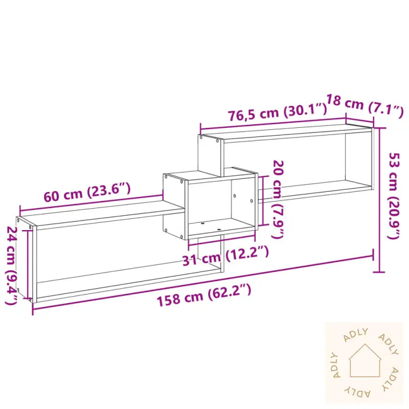 Veggskap 158X18X53 Cm Sonoma Eik Konstruert Tre