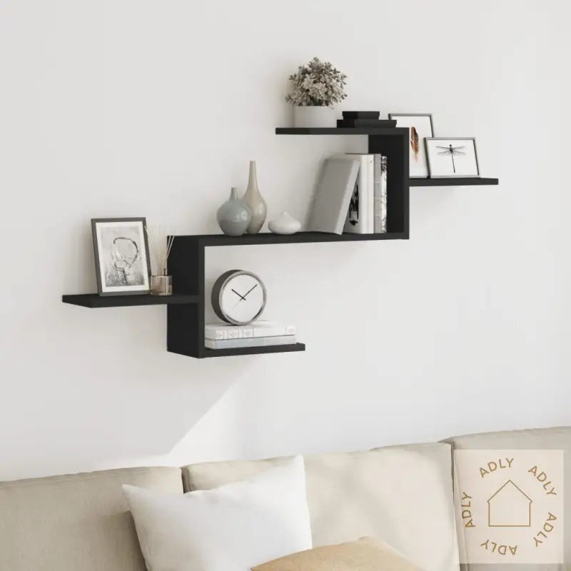 Vegghylle Svart 104X15X49 Cm Konstruert Tre