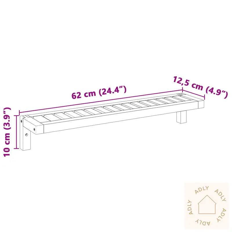 Vegghengt Hyllen 62X10X12,5 Cm Solid Tre Valnøtt