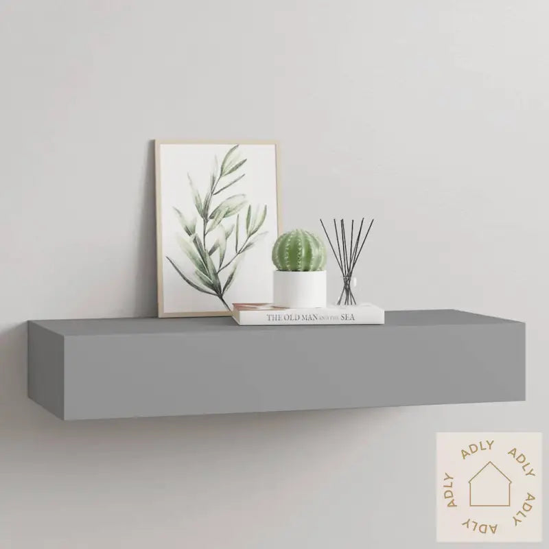 Veggmontert Skuffehylle Grå 60X23,5X10 Cm Mdf