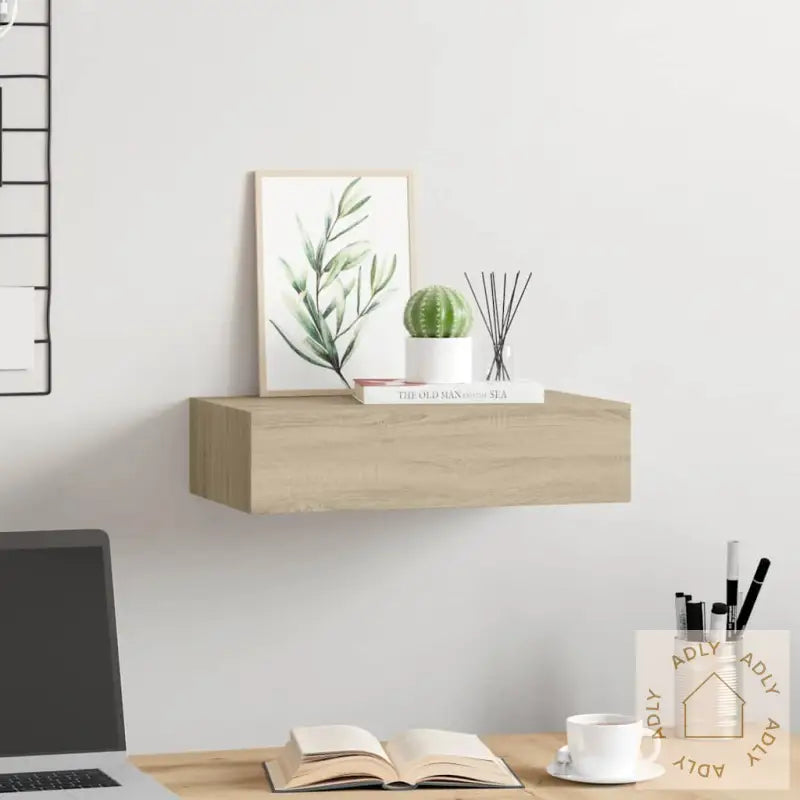 Veggmontert Skuffehylle Eik 40X23,5X10 Cm Mdf
