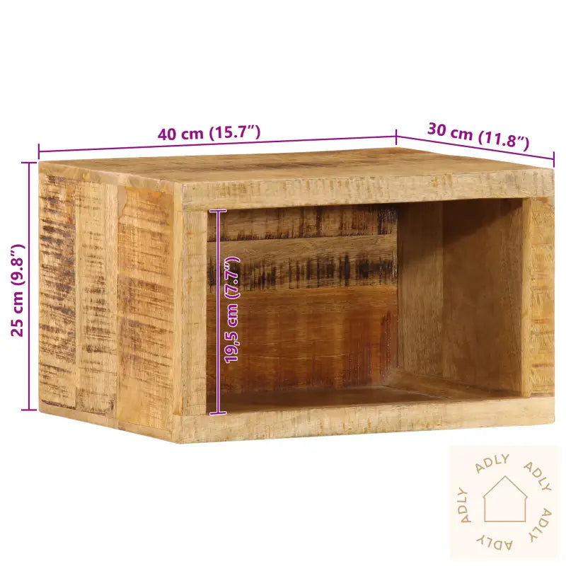 Veggmontert Nattbord 40X30X25 Cm Massivt Tre Grovt Mango