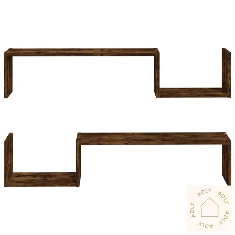 Vegghyller 2 Stk Røkt Eik 100X15X20 Cm Konstruert Tre